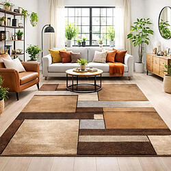UnAmourDeTapis tapis entrée 160x160 tissé beige carré motif géométrique LYN8 GEOME