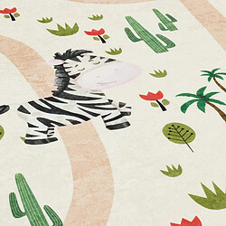 UnAmourDeTapis Tapis enfant 80x150 rectangle tissé crème motif animaux CELESTA pas cher