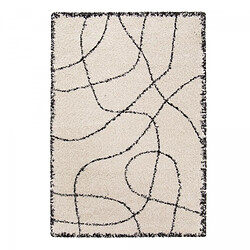 UnAmourDeTapis Tapis shaggy 80x150 rectangle tissé beige et noir motif berbère CROMA 10