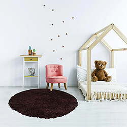 Acheter UnAmourDeTapis Tapis shaggy Ø100cm rond fait main violet motif uni MALAIDORY