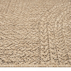 UnAmourDeTapis Tapis extérieur intérieur rond Ø80 LYN13 REZA aspect jute motif arc-en-ciel ton sur ton pas cher