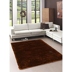 Acheter UnAmourDeTapis Tapis shaggy 200x290 rectangle fait main marron motif uni PRESTIGE