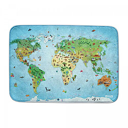 UnAmourDeTapis Tapis enfant 70x95 rectangle tissé bleu DOUX MAPPEMONDE 
