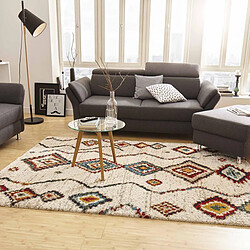 UnAmourDeTapis Tapis berbère 200 x 290 cm, blanc, rouge, bleu, motif berbère, design chaleureux