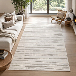 UnAmourDeTapis tapis bureau 240x340 tissé crème rectangle motif simple LYN9 CERVAG