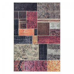 UnAmourDeTapis tapis salle à manger 160x230 tissé orange et noir rectangle motif oriental AKIOK