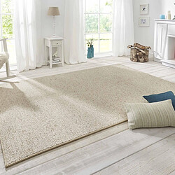 UnAmourDeTapis Tapis entrée 60 x 90 cm, beige, faux uni, TUFTI tufté main, structure ras de poils confortable