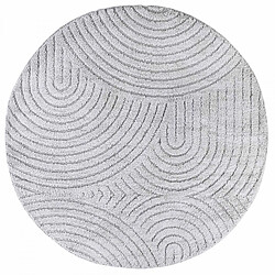 un amour de tapis Tapis rond 200 x 200-cm, gris, blanc, forme rond confort, motif géométrique, PANGLAO
