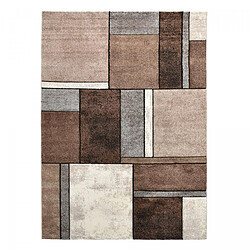 UnAmourDeTapis tapis salon 140x140 tissé beige carré motif géométrique LYN8 GEOME