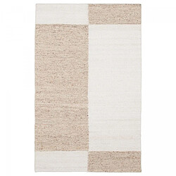 UnAmourDeTapis tapis salon 160x160 fait main en laine crème rectangle motif géométrique VILETTE