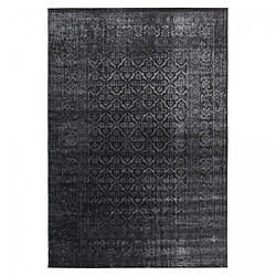 UnAmourDeTapis tapis salon 140x200 tissé noir rectangle motif faux uni NITOU 3