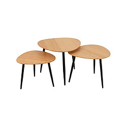 Mes Lot de 3 tables basses gigognes - naturel et noir