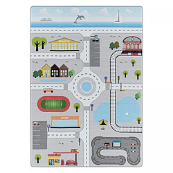 UnAmourDeTapis Tapis enfant 80x120 Lavable 30° CIRPLAY gris et bleu