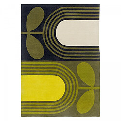 UnAmourDeTapis tapis entrée 120x180 fait main en laine vert et jaune rectangle motif floral