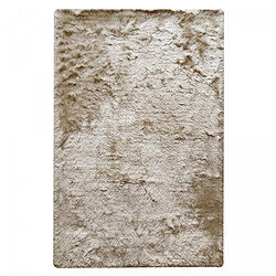 un amour de tapis Tapis shaggy 80x140 rectangle fait main beige clair et beige foncé motif uni