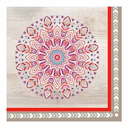 Paris Prix Lot de 20 Serviettes en Papier Boho Mandala 33x33cm Naturel