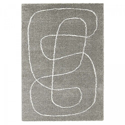 UnAmourDeTapis Tapis shaggy 120x170 rectangle tissé gris et crème motif abstrait AMORE 9