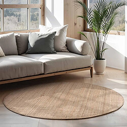 UnAmourDeTapis Tapis rond 200 x 200-cm, jute naturelle tissé à la main, forme rond, uni beige, JUTE J