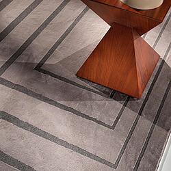 UnAmourDeTapis tapis chambre 160x230 tissé rose et noir rectangle motif géométrique PLAZA pas cher
