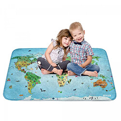 Acheter UnAmourDeTapis Tapis enfant 70x95 rectangle tissé bleu DOUX MAPPEMONDE