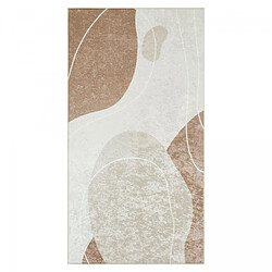 UnAmourDeTapis tapis entrée 80x150 tissé marron et crème rectangle motif abstrait GUTOPIA 1
