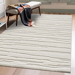 UnAmourDeTapis tapis salon 160x230 tissé crème rectangle motif simple LYN9 CERVAG
