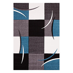 UnAmourDeTapis tapis grand salon 280x380 tissé bleu rectangle motif damier LYN8 COMMA