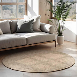 UnAmourDeTapis Tapis rond 200 x 200-cm beige, forme ronde élégante, composition jute tissée main, JUTE J