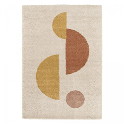 un amour de tapis Tapis shaggy 120x170 rectangle tissé beige et orange motif géométrique AURORA 3