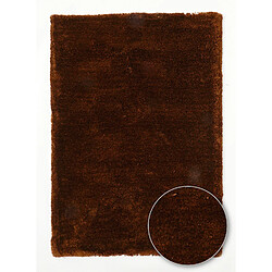 UnAmourDeTapis Tapis shaggy 200x290 rectangle fait main marron motif uni PRESTIGE pas cher