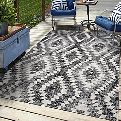 UnAmourDeTapis Tapis extérieur 200x280 tissé kilim gris et noir SANDRINE