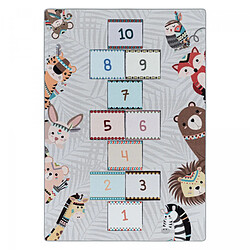 UnAmourDeTapis Tapis enfant 140x200 Lavable 30° HUSPLAY gris et marron