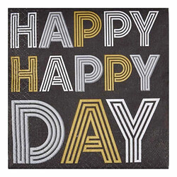 Paris Prix Lot de 20 Serviettes en Papier Happy Birthday 25x25cm Noir