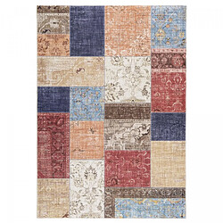 UnAmourDeTapis tapis grand salon 200x290 tissé beige et bleu rectangle motif géométrique