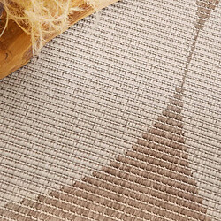 UnAmourDeTapis Tapis exterieur 160 x 160-cm, beige, marron, forme rond, kilim géométrique, idéal terrasse pas cher