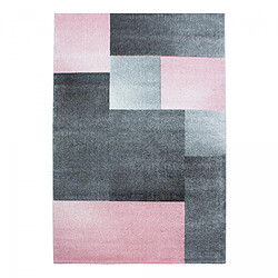 UnAmourDeTapis tapis entrée 80x150 tissé rose et gris rectangle motif géométrique KARLUK 