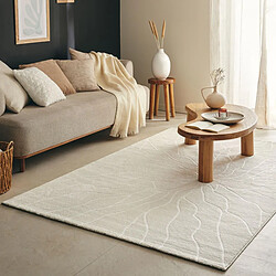 UnAmourDeTapis tapis salle à manger 200x290 tissé beige rectangle motif abstrait ECHO 5