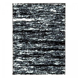 UnAmourDeTapis Tapis shaggy 67x180 rectangle tissé noir et blanc motif faux uni EMBER