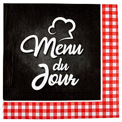 Paris Prix Lot de 20 Serviettes en Papier Menu du Jour 33x33cm Noir