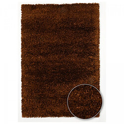 Acheter UnAmourDeTapis Tapis shaggy 90x160 rectangle fait main marron motif uni MALAIDORY