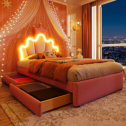 Avis Blossom Paris Lit princesse 90x200 rose couronne, LED, 2 tiroirs, tête réglable