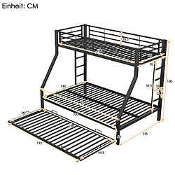 Avis Blossom Paris Lit superposé métal 90/140x200 noir avec lit escamotable et double échelle