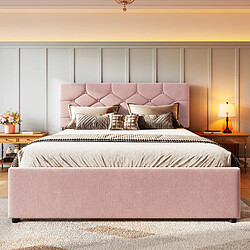 Avis Blossom Paris Lit 140x200 velours rose avec tiroir roulant - Design minimaliste