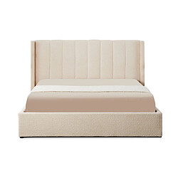 Paris Prix Lit Double Coffre Tissu Bouclette Somia 180x200cm Crème