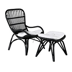 Paris Prix Fauteuil de Jardin & Repose-Pieds Ella 98cm Noir