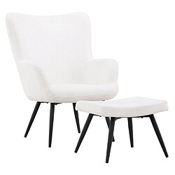 Paris prix Fauteuil avec pouf bouclette - Blanc