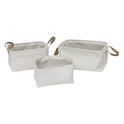 Atmosphera Lot de 3 paniers rectangles effet bouclette LOE - Blanc
