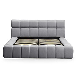 Paris Prix Lit Coffre Matelassé en Tissu Seth 140x190cm Gris Foncé