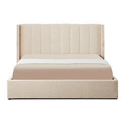 Paris Prix Lit Double Coffre Tissu Bouclette Somia 180x200cm Crème