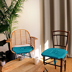 Paris Prix Galette de Chaise Uni Basic 40x40cm Bleu Canard
